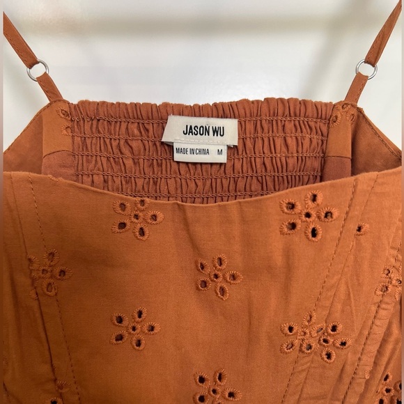 Jason Wu Brown Eyelet Crotchet Floral Embroidered Crop Top (Medium) - Picture 3 of 3